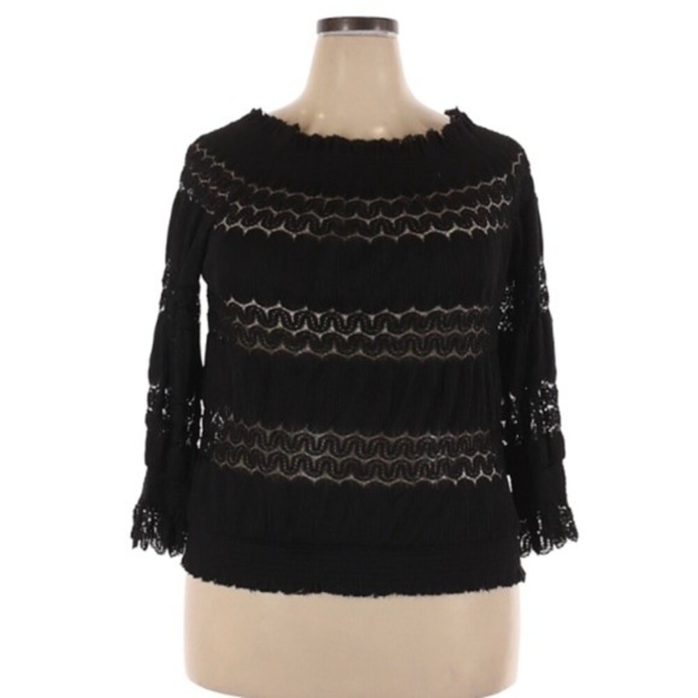 NWT Deletta Anthropologie Black Long Sleeve Off Shoulder Shirt - XL